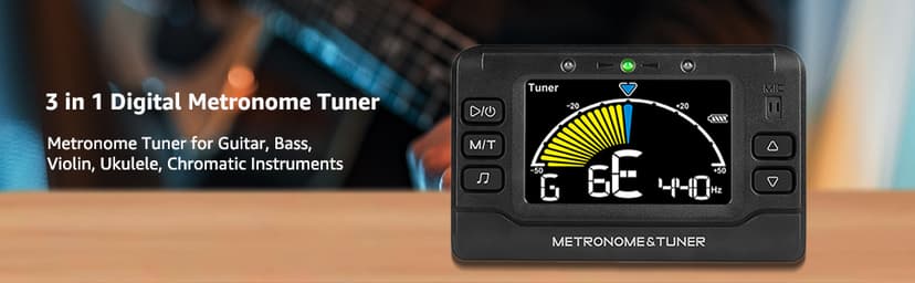 Wegrower Metronome Tuner, Rechargeable 3 In 1 Digital Metronome Tuner Tone Generator for Guitar, Bass, Violin, Ukulele and Chromatic,Clarinet, Trumpet, Flute, Tuners for All Instruments
