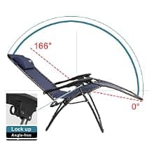 VINGLI Upgraded Zero Gravity Chair Set of 2 Lounge Outdoor Chairs with Trays and Pillows, Folding Patio Recliner Chairs for Backyard Poolside Garden