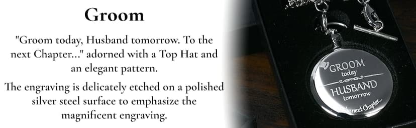 FJ FREDERICK JAMES Wedding Pocket Watches for Groomsman, Best Man, Groom, Father of The Bride & Groom I Silver Engraved I Complete Their Wedding Attire