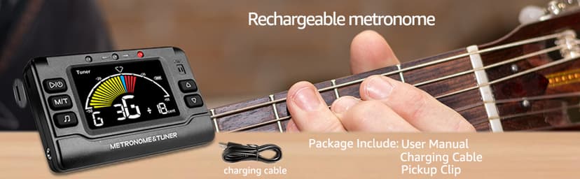 Wegrower Metronome Tuner, Rechargeable 3 In 1 Digital Metronome Tuner Tone Generator for Guitar, Bass, Violin, Ukulele and Chromatic,Clarinet, Trumpet, Flute, Tuners for All Instruments