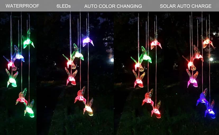 Hummingbird Solar Chimes,Unique Birthday Gifts for Women/Mom/Grandma,Best Idears Grardening B07TLHZJ31