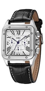 GLEIM Gute Mens Watches, Mechanical Skeleton Automatic Self-Winding Steampunk Watch for Men, Casual Clock Brown Leather Wrist Watch