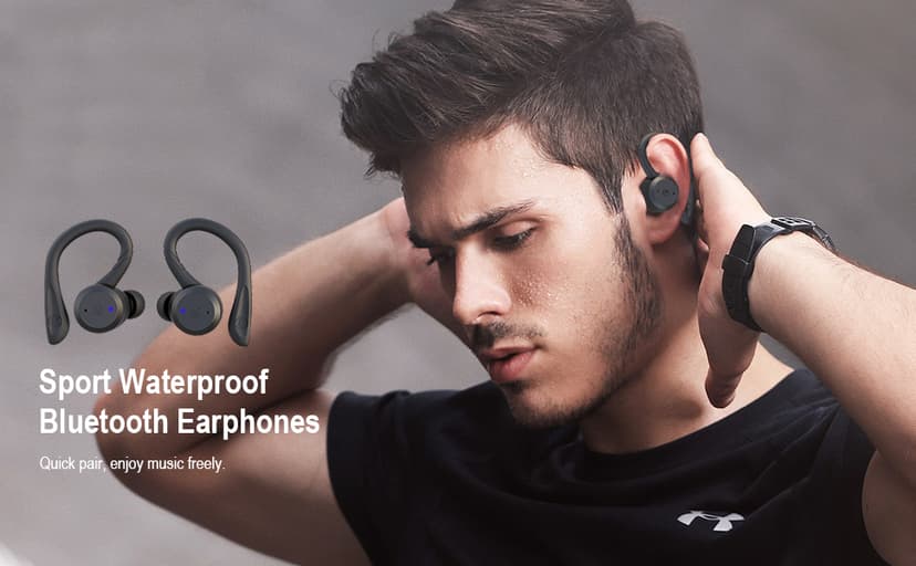 APEKX Bluetooth Headphones True Wireless Earbuds with Charging Case IPX7 Waterproof Stereo Sound Earphones Built-in Mic in-Ear Headsets Deep Bass for Sport Running Black