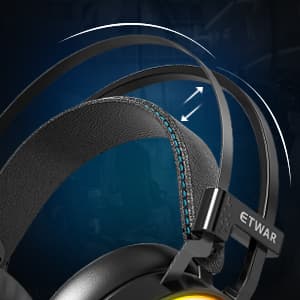 ETWAR EG100 USB Wired Gaming Headset for PC, 7.1 Surround Sound,Computer Headphones with Microphone/Mic Noise Cancelling, Video Gaming, RGB Flowing Light - for PS4, PS5,Laptop