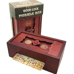 Puzzle Box Enigma Secret Discovery - Money and Gift Card Holder in a Wooden Magic Trick Lock with Hidden Compartment Piggy Bank Brain Teaser Game