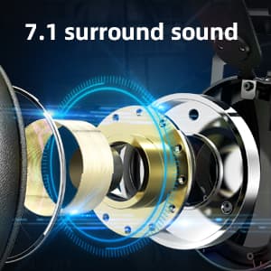 ETWAR EG100 USB Wired Gaming Headset for PC, 7.1 Surround Sound,Computer Headphones with Microphone/Mic Noise Cancelling, Video Gaming, RGB Flowing Light - for PS4, PS5,Laptop