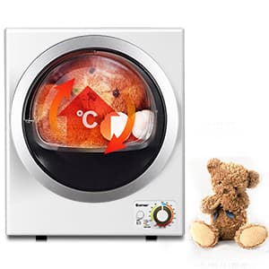 COSTWAY Compact Laundry Dryer, 110V Electric Portable Clothes Dryer with Stainless Steel Tub, Control Panel Downside Easy Control for 4 Automatic Drying Mode, White