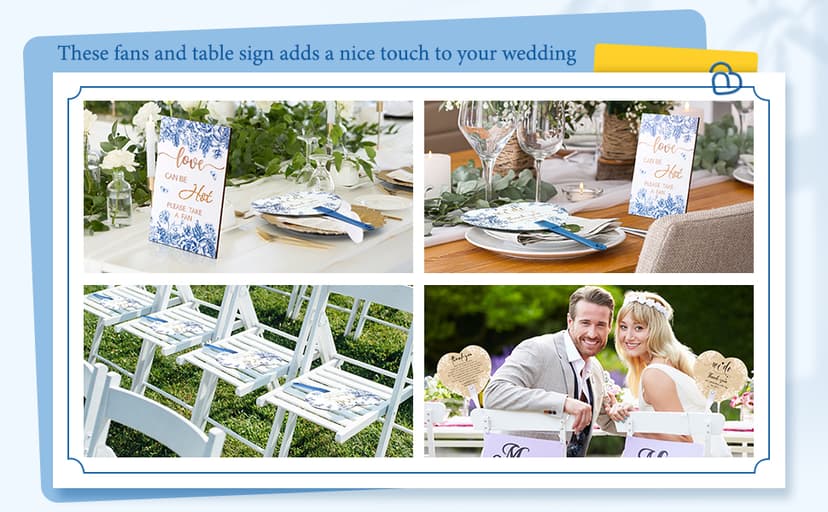 Roowest 101 Pcs Wedding Fans Gifts for Guests 100 Pcs Wedding Hand Plastic Fans and a Table Sign for Bridal Shower Party Favor Appreciation(Wood,Retro Lace)