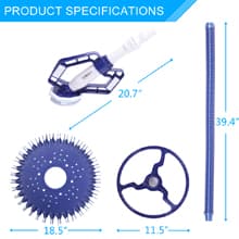 VINGLI Pool Vacuum Above Ground Indoor Outdoor Automatic Swimming Pool Cleaner Sweep Sweeper with 33FT Hoses (Nave Blue)