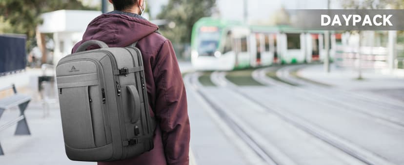 Carry On Backpack, 50L Extra Travel Laptop Backpack for Men Women, Big Bag Business Travel Essentials Gifts for men, 17 Inch Laptop Backpack Computer Bag Gifts for Him Men, Grey