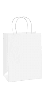 BagDream Kraft Paper Bags 5.25x3.25x13 Inches 50Pcs White Paper Wine Gift Bags with Handles Bulk for Wine, Gift, Retail, Party Favor