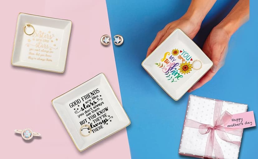 JoycuFF Friend Gifts for Women Marble Ceramic Ring Dish Trinket Tray-Gifts for Best Friend Birthday Christmas