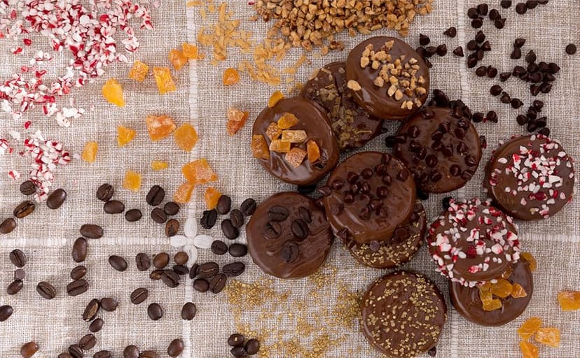 Granny Bellas Christmas Holiday Thanksgiving 12 Chocolate Covered Cookies, Gift Basket Gourmet Candy Gifts Box for Food Delivery, Hamper Stuffer Gifts for Mom, Family and Friends