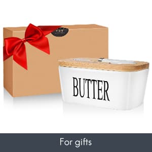 Butter Dish with Lid, Home Decor, Large Butter Dish for Countertop Ceramic Butter Keeper Container with Knife and High-Quality Silicone Sealing Butter Dish Good Kitchen Gift White