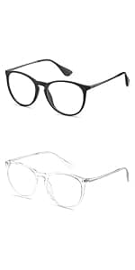 CNLO Blue Light Blocking Glasses,Computer Glasses,Anti Eyestrain, Lightweight Frame Eyeglasses,Men/Women… (Crystal)