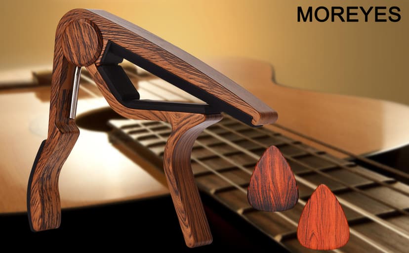 MOREYES Guitar Picks Capo Guitar Tuner Clip on for Acoustic Ukelele Bass Classical Guitar