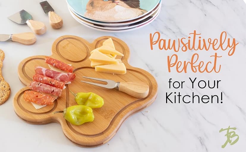 Totally Bamboo Paw Shaped Bamboo Wood Cutting Board and Charcuterie Board, Great Gift for Dog and Cat Lovers
