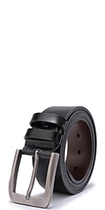 beltox fine Men's Dress Belt Leather Reversible 1.25" Wide Rotated Buckle Gift Box