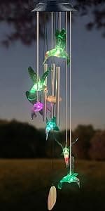 Hummingbird Solar Chimes,Unique Birthday Gifts for Women/Mom/Grandma,Best Idears Grardening B07TLHZJ31