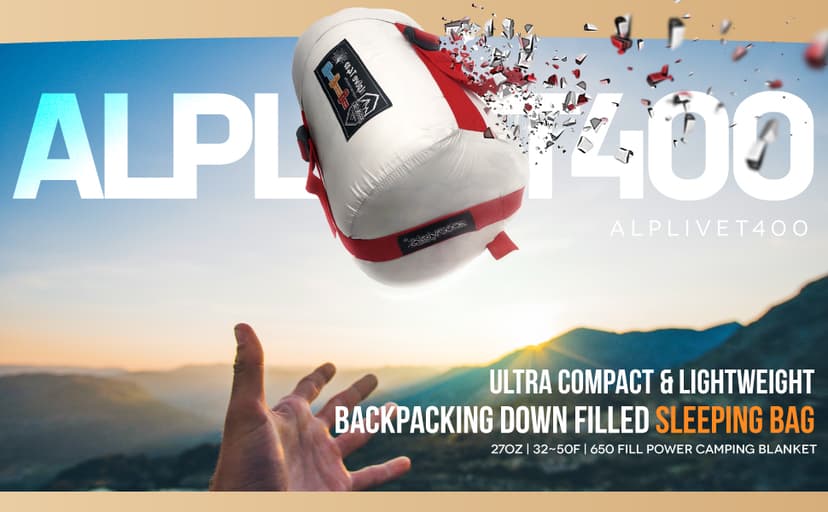 ZOOOBELIVES Ultralight Backpacking 32-50F Down Sleeping Bag - 27oz Ultra Compact 650 Fill Power Envelope Sleeping Bag for Hiking, Camping and Backcountry, Lightweight and Compressible – Alplive T400