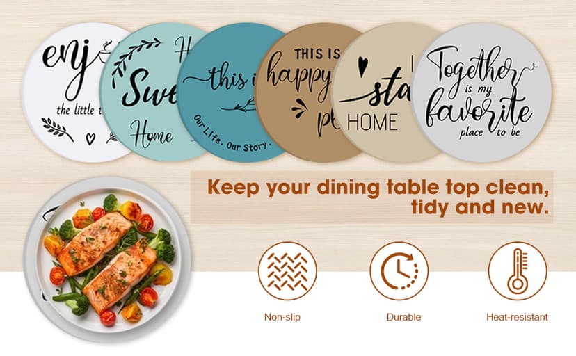 Queekay 6 Pcs Artisanal Wooden Coasters Trivets Set for Hot Pots and Pans Christmas Housewarming Gifts New Home 7" Farmhouse Pot Holder Trivets for New Apartment Home Buyers Presents(Ocean)