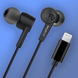 PALOVUE iPhone Headphones Earbuds Earphones wtih Lightning Connector Apple MFi Certified Compatible 14 13 12 11 Pro Max X XS XR 8 7 Plus with Microphone Controller SweetFlow Black