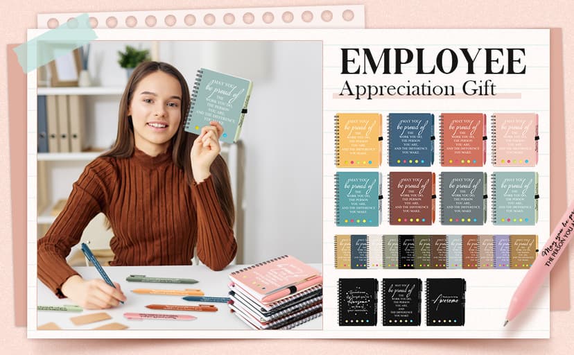 Appreciation Gift for Dsp Ma Coworker Office Staff, Customer Service Week, Thank You A6 Notebook Planner with Sticky Note Pen Resurhang 24 Set Customer Service Appreciation Gift for Staff, Black B0DG5J24WP
