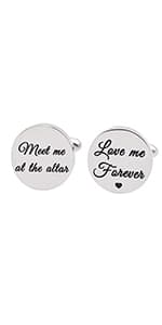 Melix Home Stainless Steel CuffLinks for Men Groom Meet Me at The Altar Wedding Gifts Cuff Links
