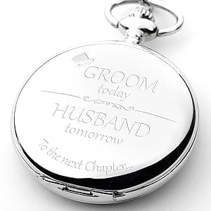 FJ FREDERICK JAMES Wedding Pocket Watches for Groomsman, Best Man, Groom, Father of The Bride & Groom I Silver Engraved I Complete Their Wedding Attire