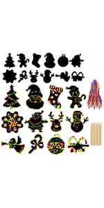 CCINEE 36pc Christmas Linen Bags with Drawstrings Christmas Burlap Goody Gift Bags with Double Jute Drawstrings, 4 designs Snowman, Santa Claus, Penguin and Reindeer