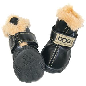 Winter Dog Boots & Paw Protectors: Outdoor Anti-Slip Dog Snow Shoes, Dog Booties Provide Warmth to Dogs Paws from Ice and Snow, Rubber Sole PU Leather Faux Fleece-Lined, Light Brown Dog Shoes Size 8