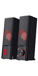 Redragon GS520 RGB Desktop Speakers, 2.0 Channel PC Computer Stereo Speaker with 6 Colorful LED Modes, Enhanced Sound and Easy-Access Volume Control, USB Powered w/ 3.5mm Cable