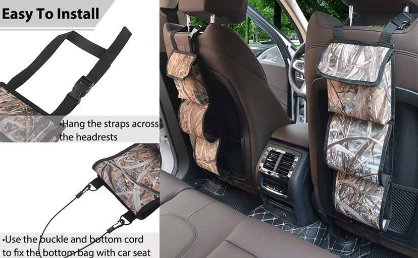MYDAYS Seat Back Gun Rack, Gun Sling Bag, Camo Front Seat Gun Organizer Holder for Hunting Rifles/Shotguns