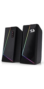 Redragon GS520 RGB Desktop Speakers, 2.0 Channel PC Computer Stereo Speaker with 6 Colorful LED Modes, Enhanced Sound and Easy-Access Volume Control, USB Powered w/ 3.5mm Cable