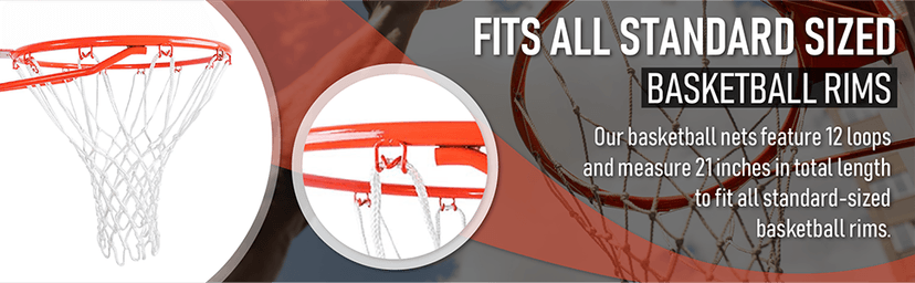 Heavy Duty Basketball Net Replacement - All Weather Anti Whip, Fits Standard Indoor or Outdoor Rims - 12 Loops - Basketball Hoop Net Replacement Outdoor