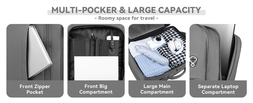 Carry On Backpack, 50L Extra Travel Laptop Backpack for Men Women, Big Bag Business Travel Essentials Gifts for men, 17 Inch Laptop Backpack Computer Bag Gifts for Him Men, Grey