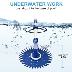 VINGLI Pool Vacuum Above Ground Indoor Outdoor Automatic Swimming Pool Cleaner Sweep Sweeper with 33FT Hoses (Nave Blue)