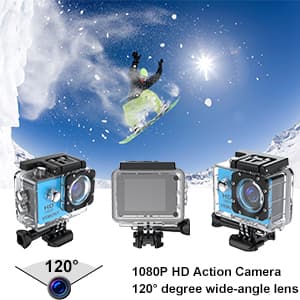 VEMONT Action Camera, 1080P 12MP Sports Camera Full HD 2.0 Inch Action Cam 30m/98ft Underwater Waterproof Camera with Mounting Accessories Kit