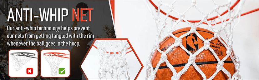 Heavy Duty Basketball Net Replacement - All Weather Anti Whip, Fits Standard Indoor or Outdoor Rims - 12 Loops - Basketball Hoop Net Replacement Outdoor