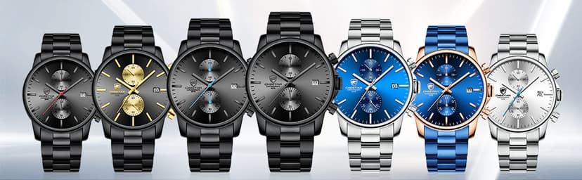 GOLDEN HOUR Fashion Business Mens Watches with Stainless Steel Waterproof Chronograph Quartz Watch for Men, Auto Date