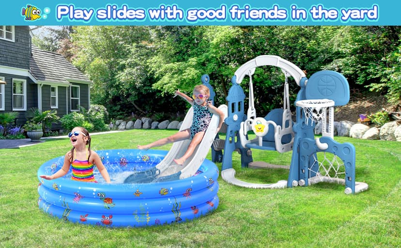 Garden Round Inflatable Baby Swimming Pool, Portable Inflatable Child/Children Little Pump Pool,Kiddie Paddling Pool Indoor&Outdoor Toddler Water Game Play Center for Kids/Girl/Boy