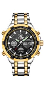 GOLDEN HOUR Mens Watch Fashion Sleek Minimalist Quartz Analog Mesh Stainless Steel Waterproof Chronograph Watches for Men with Auto Date