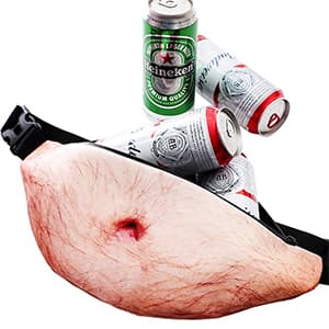 Funny Gifts White Elephant Gifts, Wisedom Gag Gifts Dad Bag Fanny Pack & 3D Beer Belly Waist Pack Waterproof For Women Men Christmas Stocking Stuffers for Men (Thin Hair)