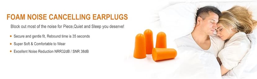 Quality Foam Earplugs 200 Pair - 32dB Noise Cancelling Soft High Decibel Ear Plugs for Noise Reduction Ear Protection Construction Loud Music Shooting Guns Work Safety Hearing Protection Ear Plugs