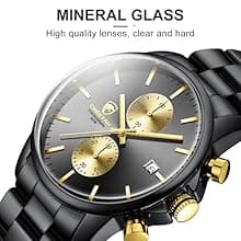 GOLDEN HOUR Fashion Business Mens Watches with Stainless Steel Waterproof Chronograph Quartz Watch for Men, Auto Date