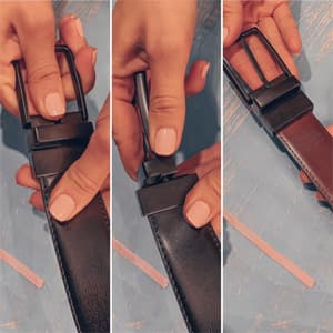 beltox fine Men's Dress Belt Leather Reversible 1.25" Wide Rotated Buckle Gift Box