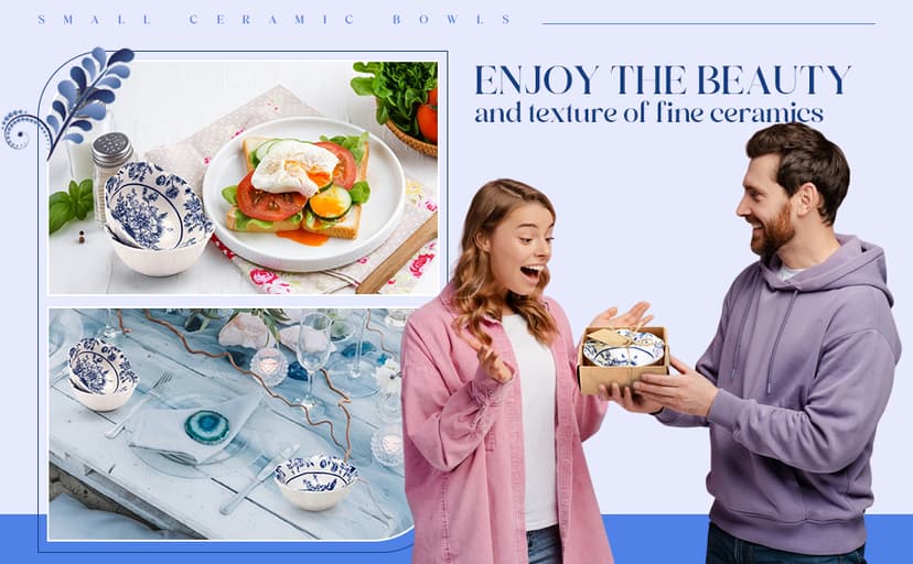 24 Pcs Wedding Favors for Guests Small Ceramic Bowl Bulk Gifts Set 3.3 Inch Floral Design Mini Dipping Bowl Sauce Dish with Cards Box for Bridal Baby Shower Birthday Guest Gift (Blue)