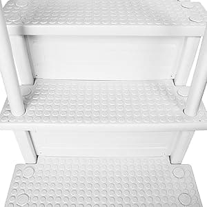 XtremepowerUS 4-Step Above Ground Swimming Pool Ladder Step to Deck Mounted Step Ladder W/Double Handle Rail Slip Prevent 48" to 54" inch, White