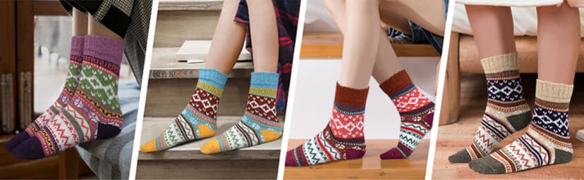 Breathable Premium Wool Blend,Stretchy Cuffs,Cozy House Socks,Outdoor Winter & Boot Socks,Gifting & White Elephant Exchanges FYC Socks for Women Winter Thick Warm Wool Socks Cozy Crew Christmas Gift B07YFLTR2L