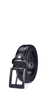 beltox fine Men's Dress Belt Leather Reversible 1.25" Wide Rotated Buckle Gift Box